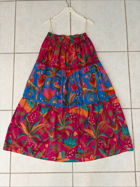 FARM Rio Dresses & Skirts - FARM Rio Vibrant Tropical Tiered Maxi Skirt - Fuchsia & Blue
